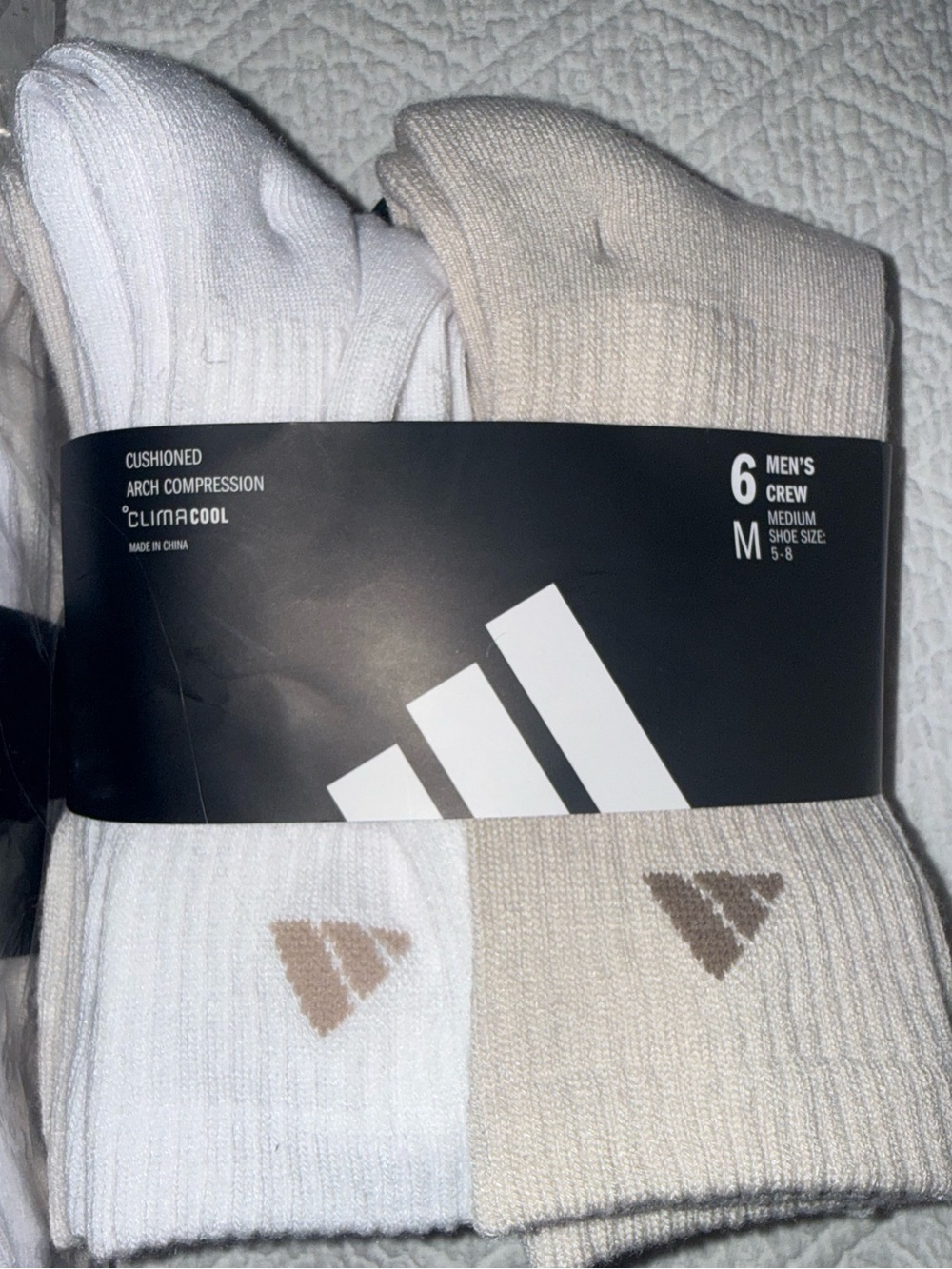 Men’s Climacool adidas socks white/tan Sz M